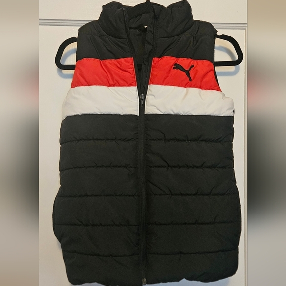 Puma Jackets & Blazers - PUMA Colorblock Puffer Vest - Black, White & Red